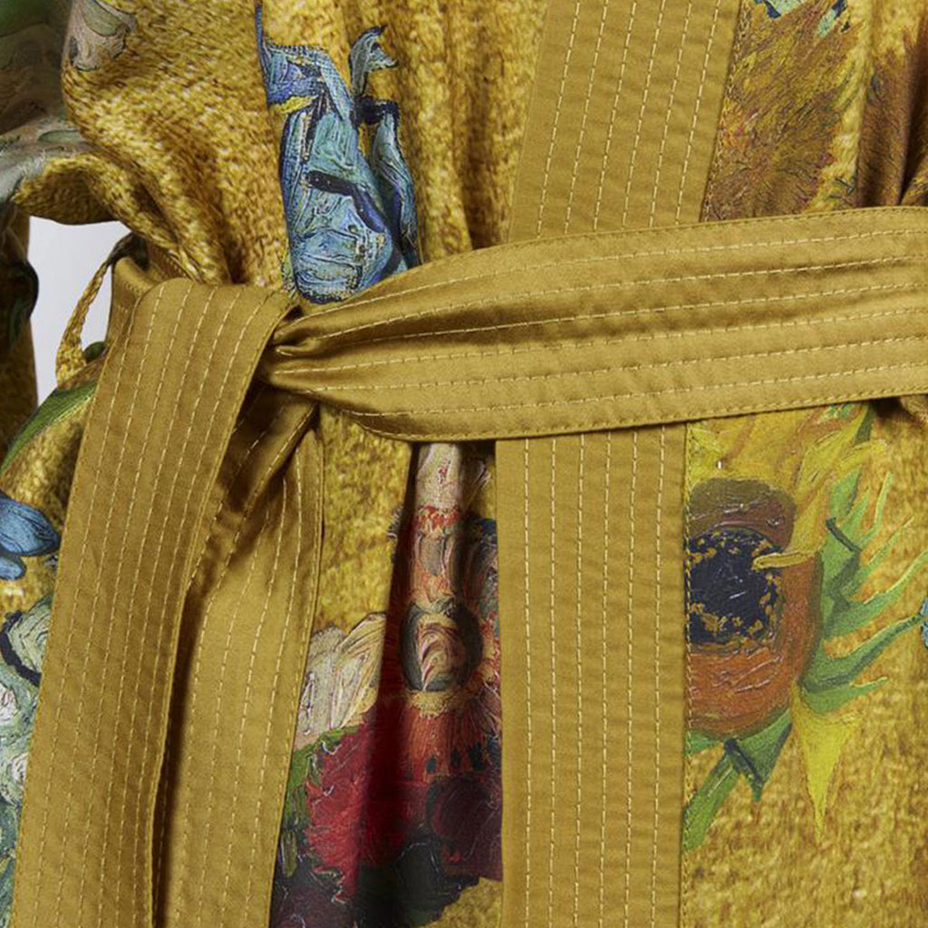 Van Gogh Partout des Fleurs Kimono Robe – L/XL, Gold – Tailwren